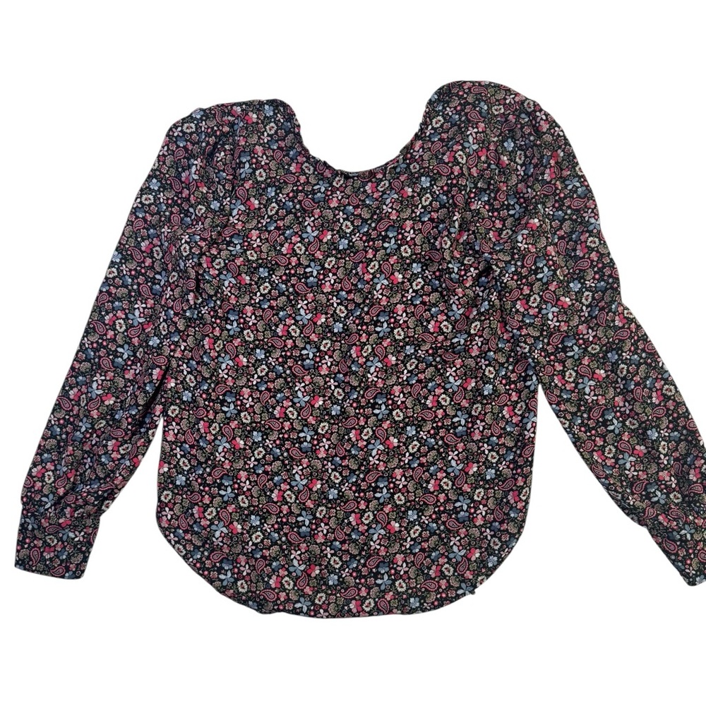 LOFT Black Floral Paisley Print Long‎ Sleeve Blouse Women’s XS